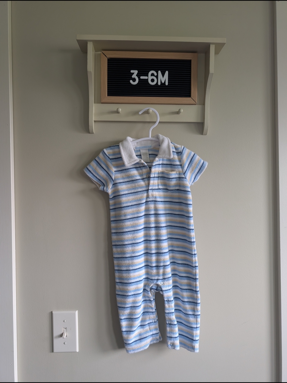 Janie and Jack Blue and White Striped Polo Romper
